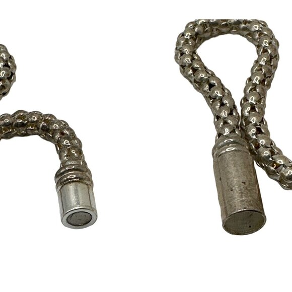 Vintage Retro Popcorn Rope Chain Necklace Silver Toned Magnetic Clasp - Picture 6 of 8